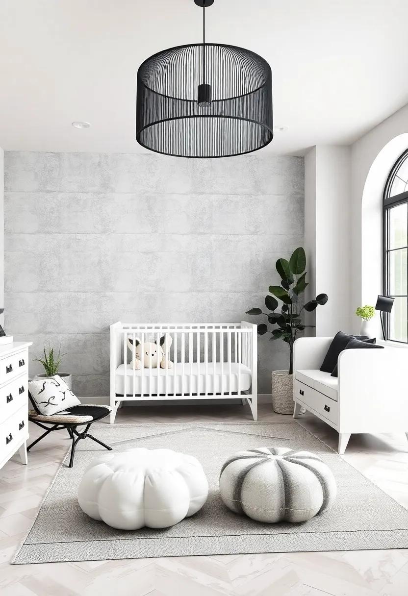 Chic Furniture: Opt for sleek, modern furniture pieces in white with black accents for a refined and polished look that remains practical for daily use