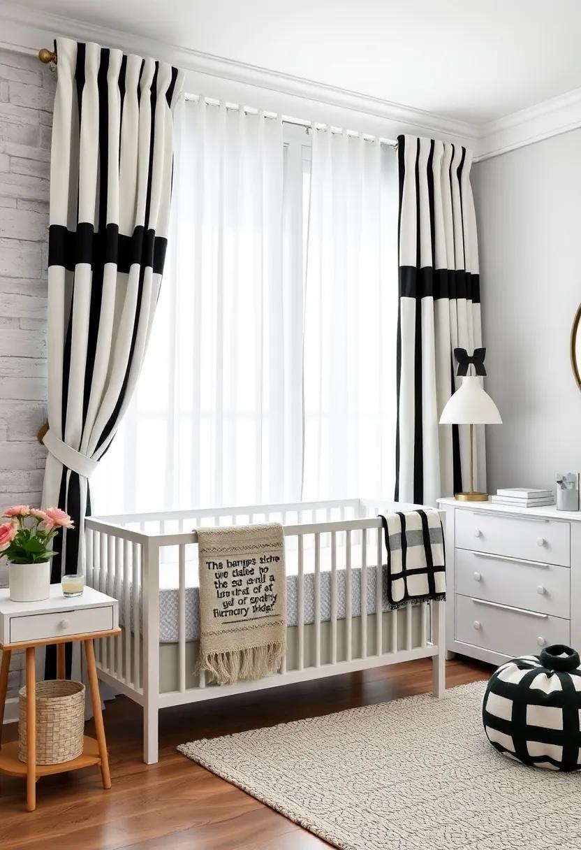 Classic Monochrome: Choose timeless black and white striped curtains paired with classic furniture pieces for a sophisticated look that never goes out of style