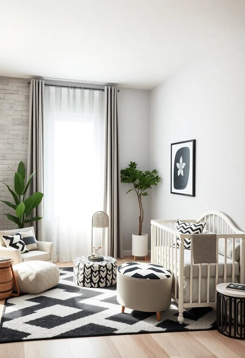 Playful Geometrics: Incorporate geometric shapes through rugs, wall art, and furniture to create a visually stimulating space that’s also chic