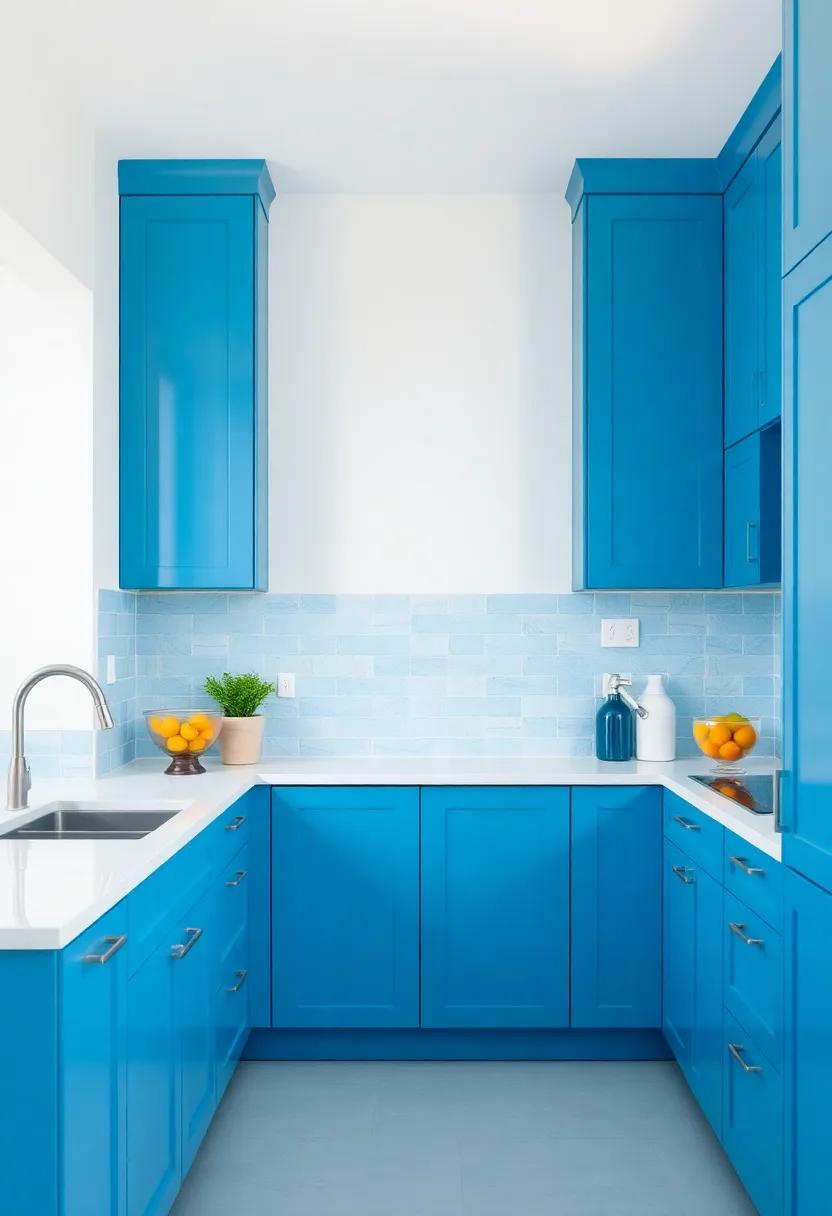 Minimalist Elegance: Simplistic Blue Cabinets that Shine