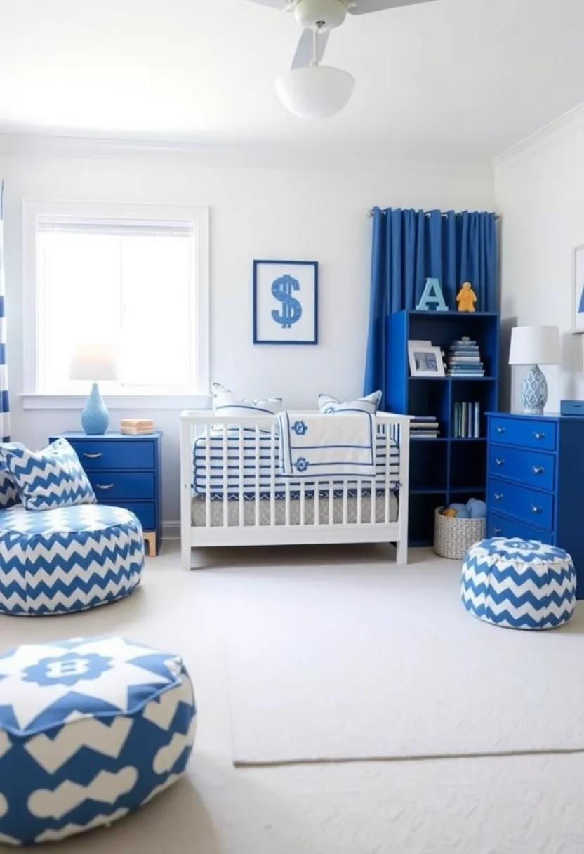 Incorporate Personalized Decor: Include monogrammed items featuring your child's name in blue and white designs for a personal touch