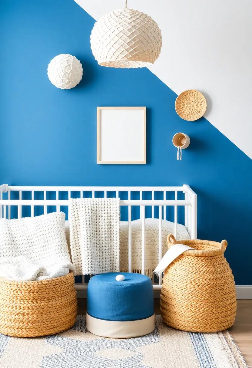 Layer Textures: Mix materials such as a soft rug, knitted blankets, and woven baskets to create warmth and interest throughout the space