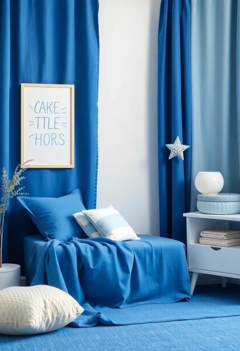Select Soft Fabrics: Use plush textiles like cotton and linen in a mix of blue shades to ensure comfort and coziness for your little one