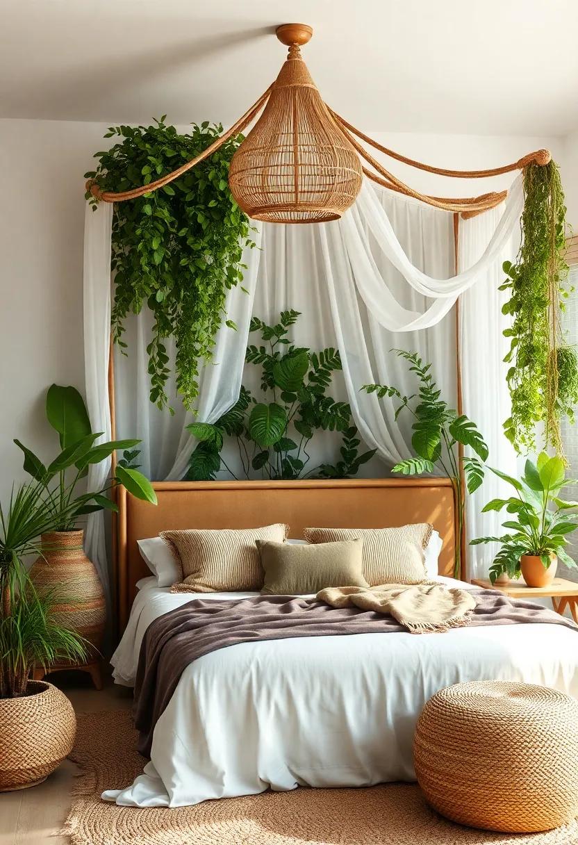 Blend ⁤indoor and outdoor elements in your⁢ bedroom by ​choosing ⁣a canopy bed with natural​ materials,​ surrounded by lush greenery​ that brings nature indoors