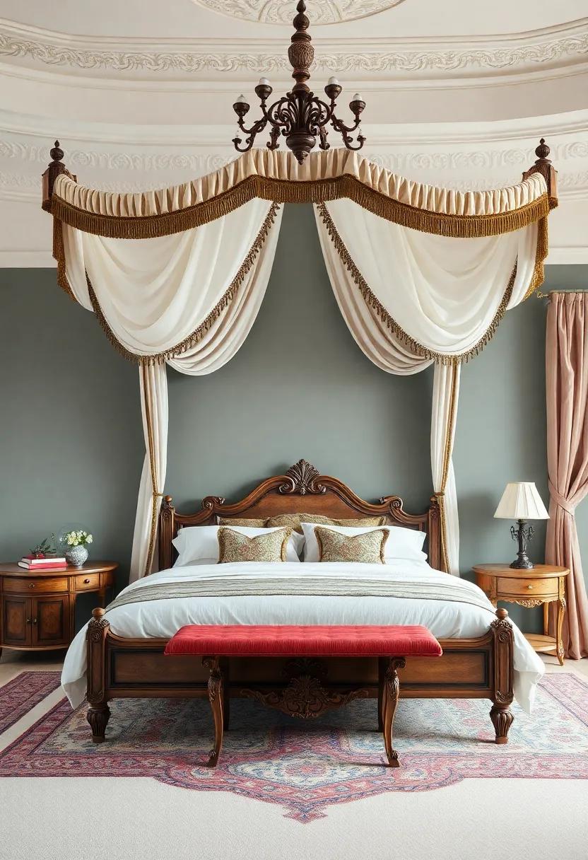 Delve into historical⁣ influences with a canopy​ bed inspired by Victorian design,featuring ⁢intricate ⁣fabrics,rich colors,and ⁣ornate detailing that transports you back in time