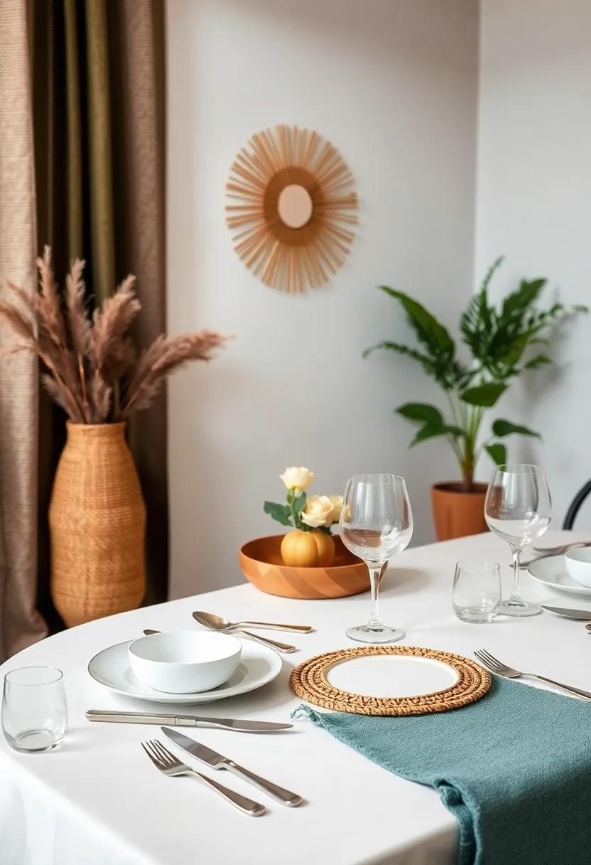 Creative Place Settings: Use a combination of different plates, cutlery, and glassware in various styles for a homemade yet curated feel