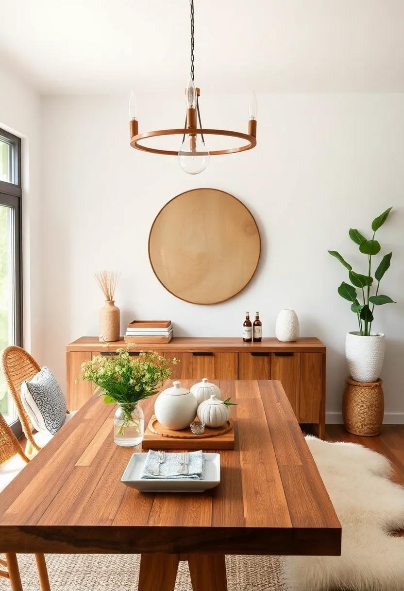 Natural Wood Accents: Incorporate natural wood elements in your decor, such as reclaimed wood beams or stylish wooden trays, to bring warmth and organic beauty