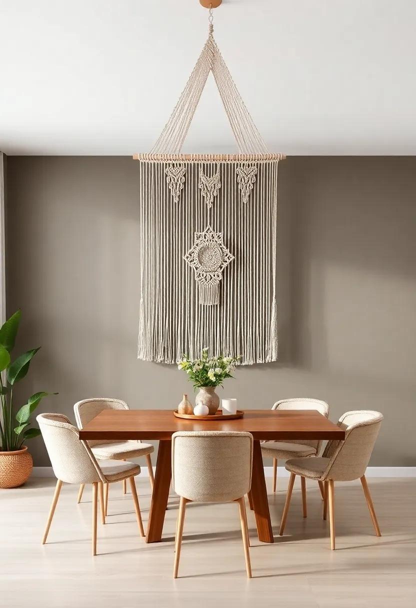 Statement Macramé Wall Hangings: Hang a large macramé piece to serve as a stunning focal point, bringing a touch of bohemian artistry to your walls