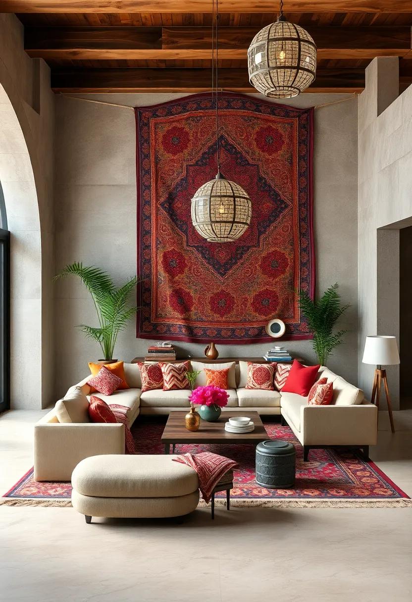 Tapestry ⁣Accents: Hang tapestries​ with rich ​colors ​and ⁣intricate designs ⁢as focal‌ points‌ or ⁤backdrops in living spaces