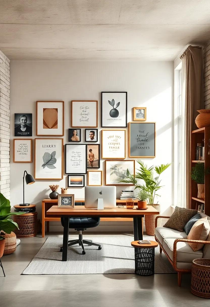 Create a Gallery Wall: Curate a collection of art prints, personal photographs, and inspiring quotes to reflect your personality and spark motivation