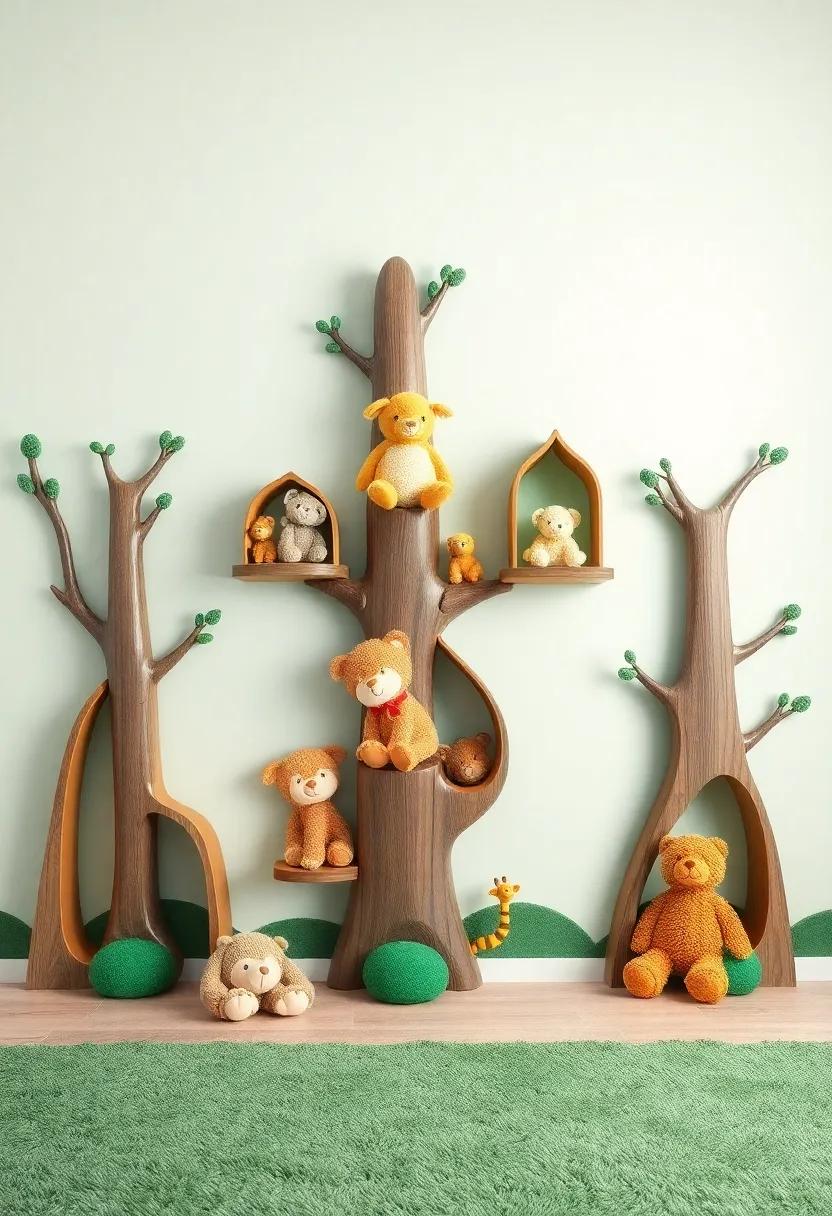 Whimsical Woodland: Create‍ a⁢ cozy forest-themed ‌nursery with‍ plush animals tucked into tree-shaped shelves, bringing the magic of nature indoors