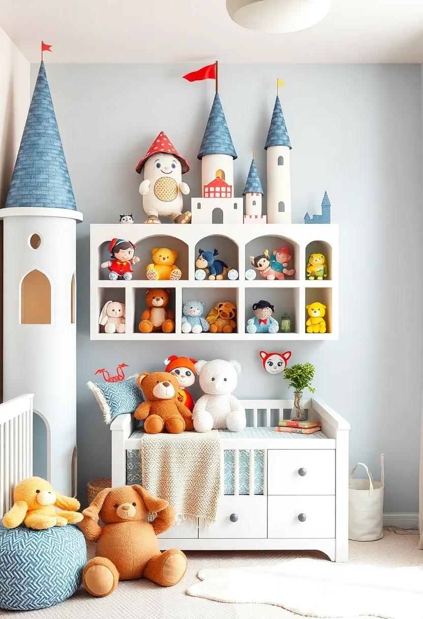Fairy Tale ⁤Castle: Transform the‍ nursery ​into a storybook⁣ setting with ​plush characters from classic tales displayed on whimsical‍ shelves