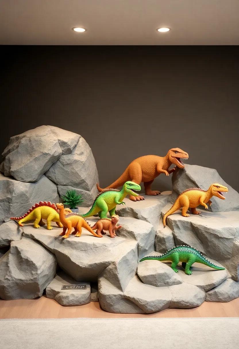 Dinosaur⁣ Den: Create a prehistoric paradise by showcasing plush dinosaurs on a rocky display, inviting young ​paleontologists to discover their favorite​ creatures