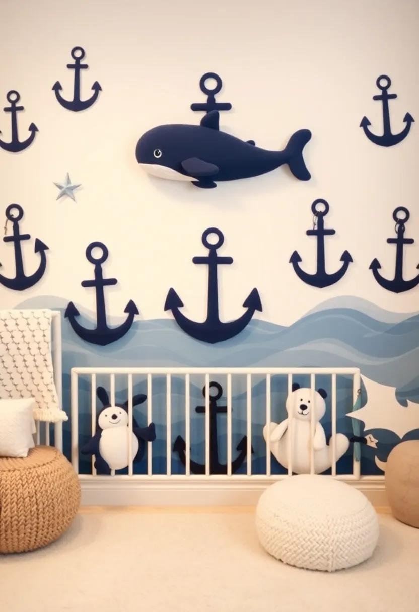 Nautical Theme: Embrace a maritime vibe with‌ plush whales and anchors artfully⁤ arranged on a sailor-themed mural, igniting a love ⁤for the sea