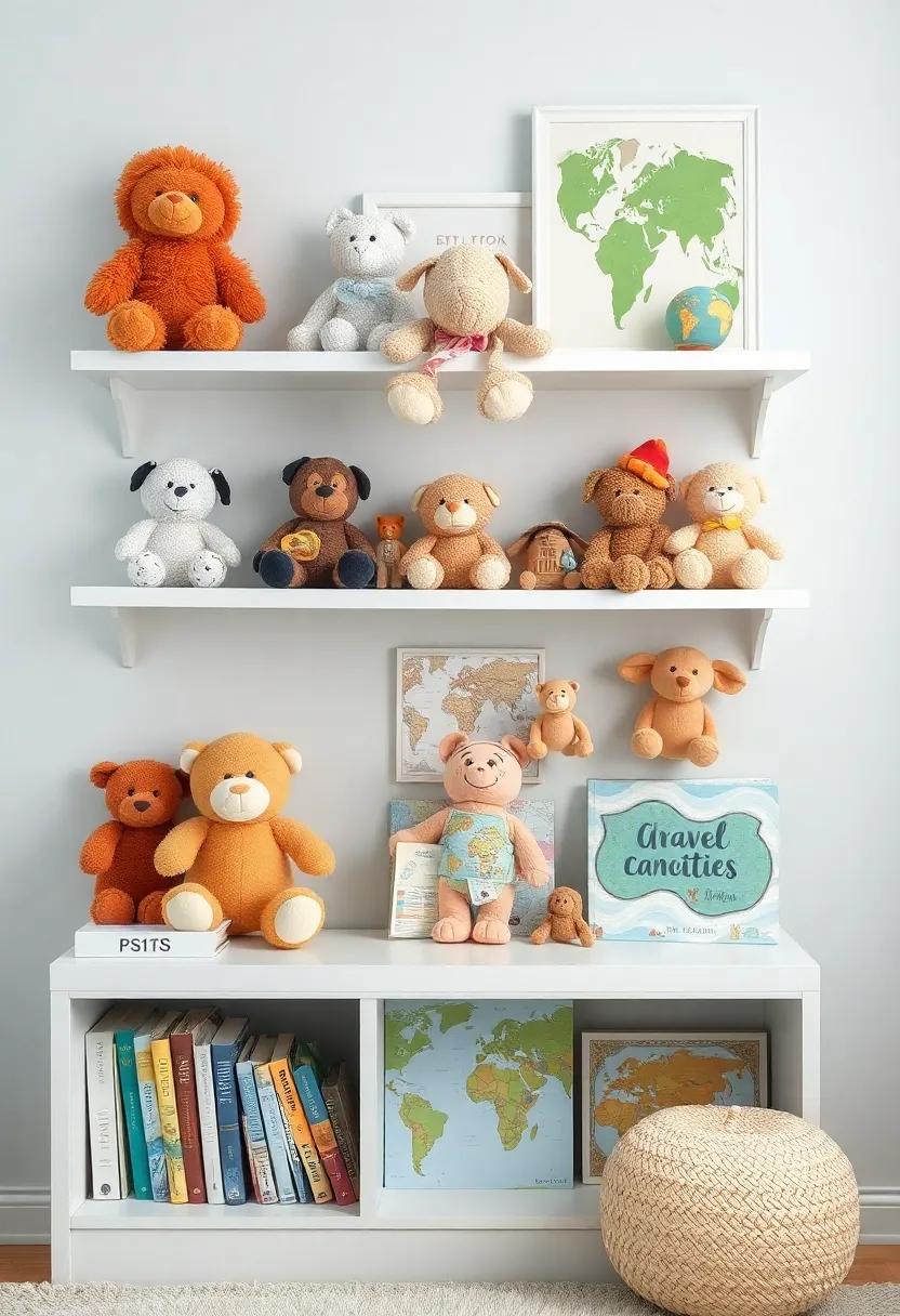Little Explorers: ⁣Inspire curiosity ‌with ‍plush toys from different cultures displayed ‍on shelves alongside travel books,⁢ planting seeds of global exploration