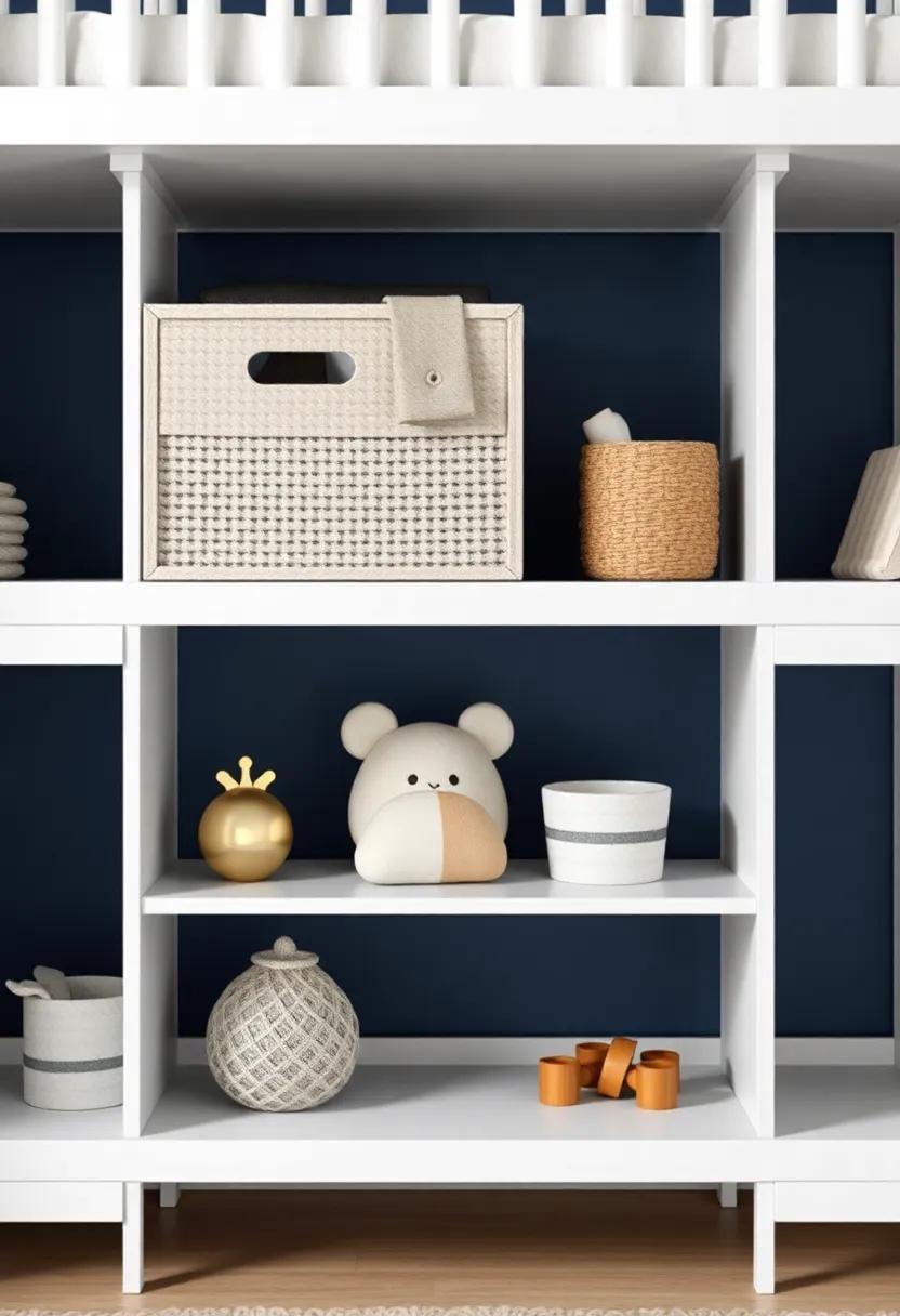 Create a modular shelving system that can be adjusted for different under-crib heights while allowing for personalized organization