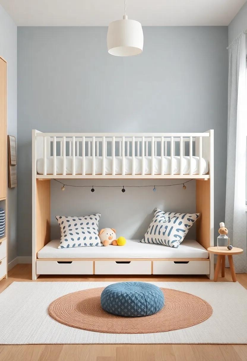 Fashion a whimsical under-crib play area by creating a pull-out system with soft mats and storage for toys, sparking creativity
