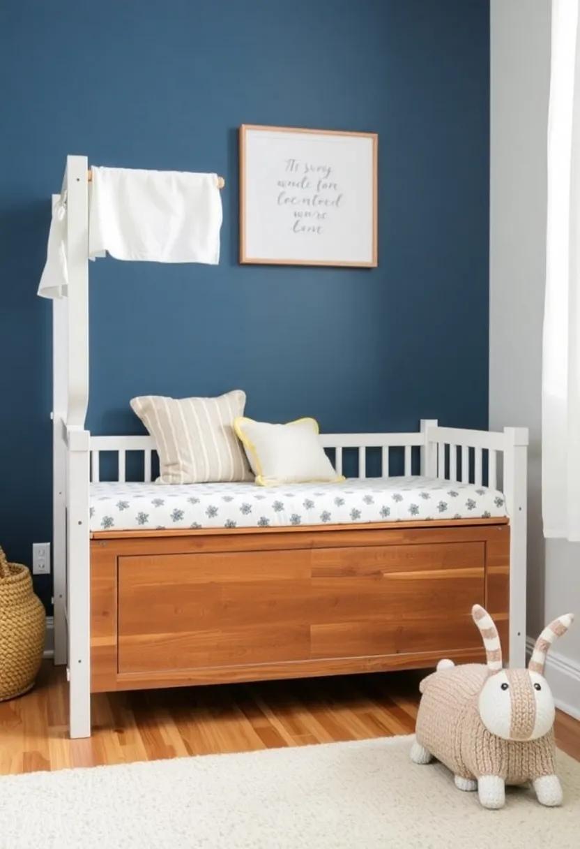 Repurpose an old toy box as under-crib storage with a fresh coat of paint, adding character while holding larger items