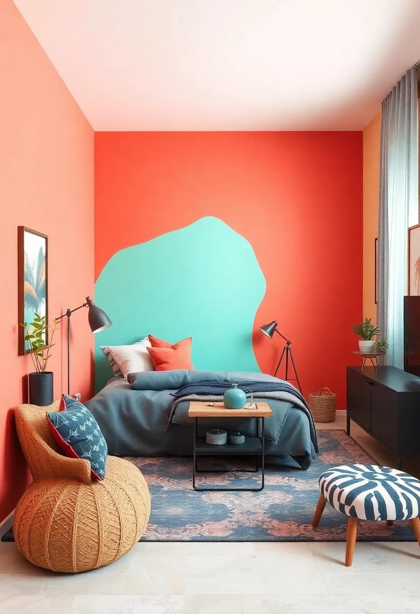 Bright Coral: Infuse the room with energy and warmth through bright coral, encouraging creativity and a sense of adventure