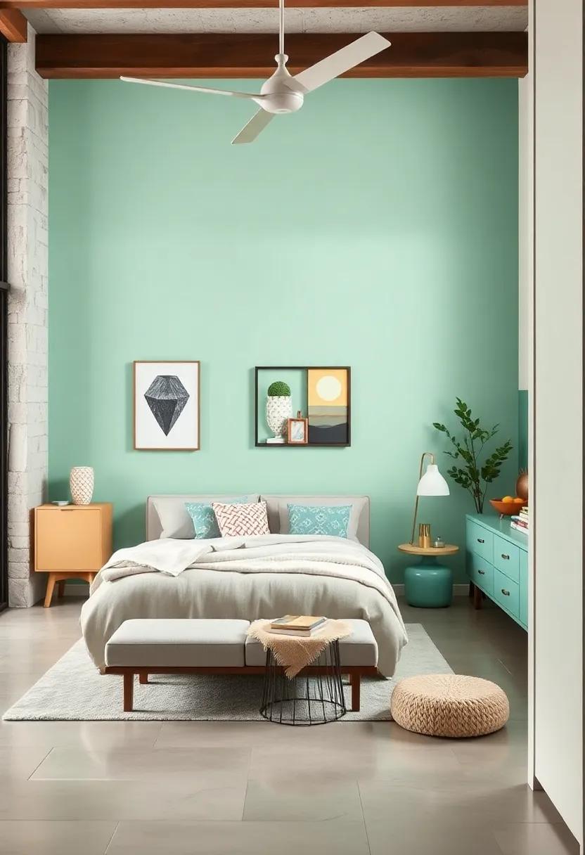 Cheerful Mint: Add a playful twist to the room with cheerful mint,a refreshing hue that invigorates and uplifts spirits while remaining soothing