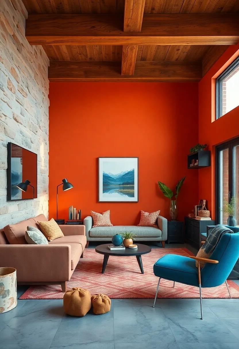 Rust Orange: Infuse warmth and character into the room with a rust orange that combines coziness and style, perfect for a creative haven
