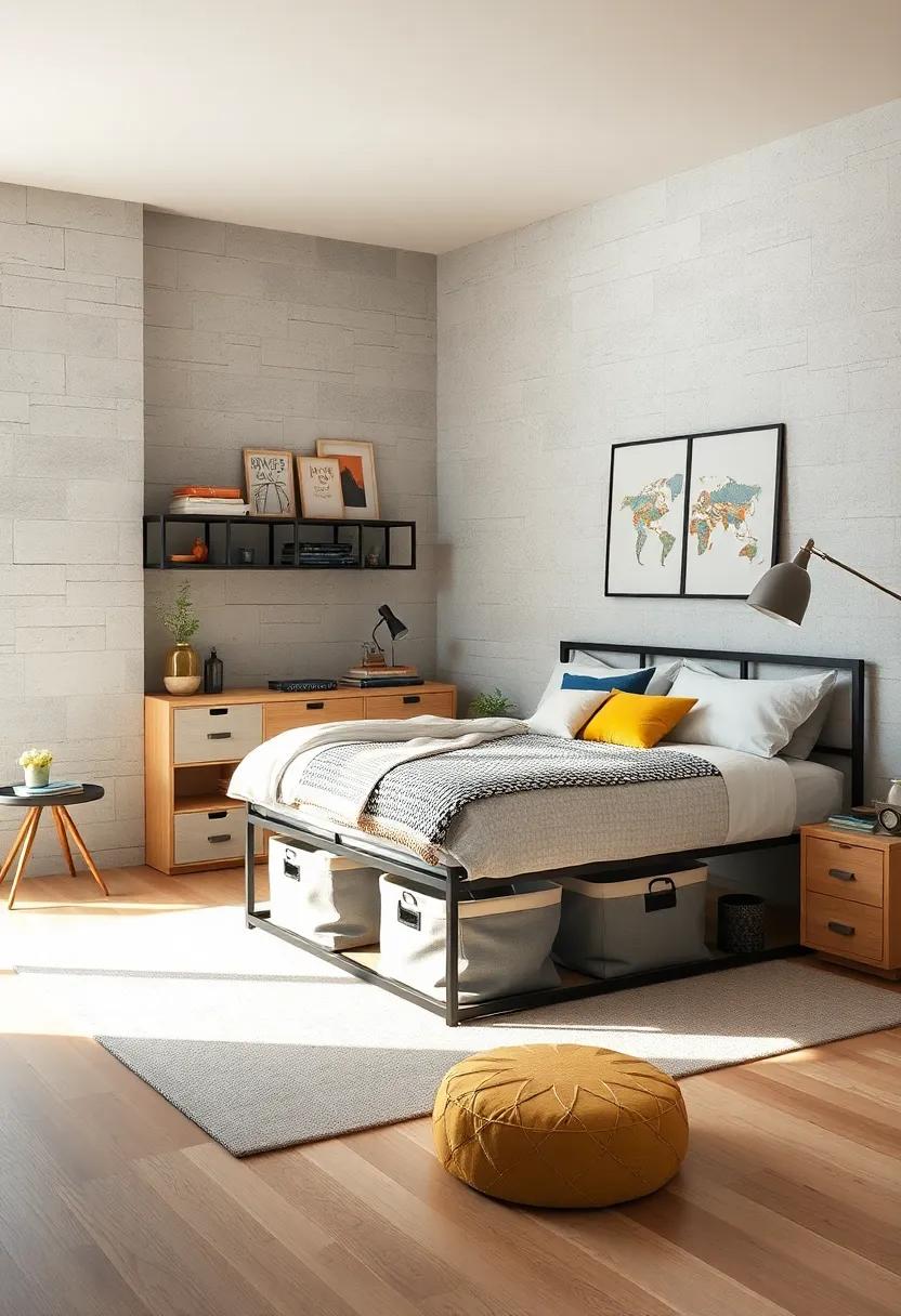 Choose a metal frame that‍ allows for open storage space ​beneath, pairing⁤ with⁤ fabric bins to​ blend a modern ​design ⁢with functional storage