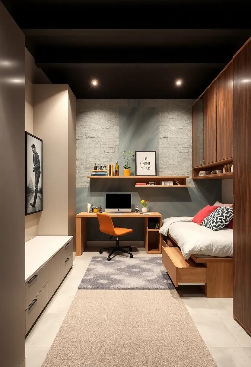 Design a built-in bed ⁤with a desk underneath, ⁤providing an efficient workspace while the drawers ‌keep school supplies and stationery neatly tucked⁤ away