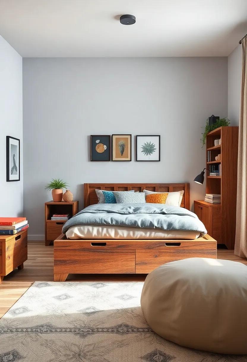 Go for a rustic wooden⁣ bed frame that features wide drawers underneath,perfect for storing bulkier items⁢ like blankets or dress-up ⁢costumes