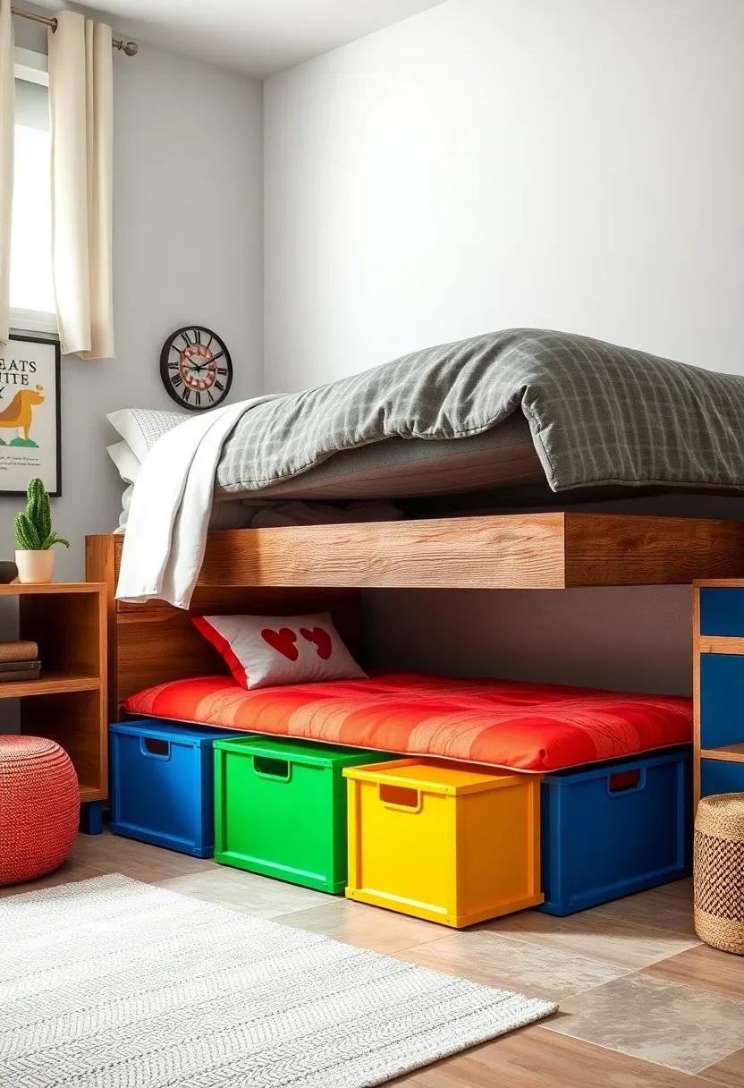 Utilize colorful storage ⁤crates under the​ bed that can be easily slid in‌ and out, ⁢encouraging‌ your child to​ keep their room tidy ⁤and organized
