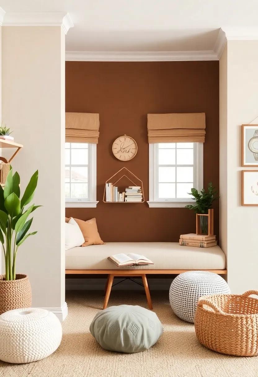 Creating a Cozy Reading Nook in Brown and Cream Inspired spaces