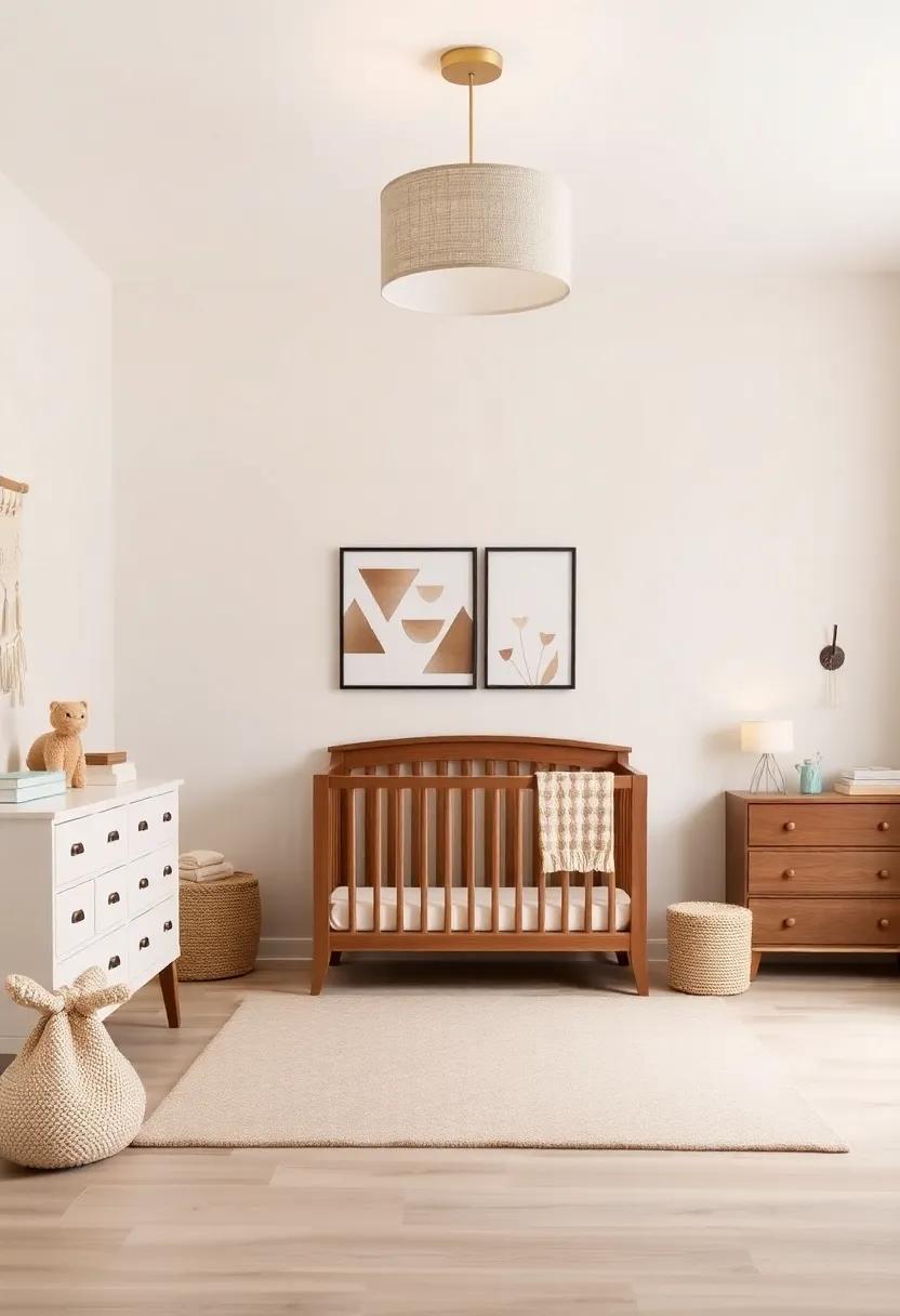 Light Fixtures That Illuminate Brown and Cream Nursery designs
