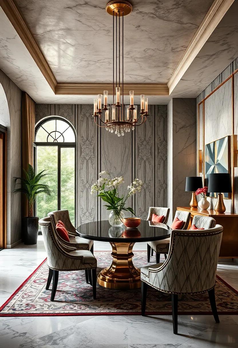 Art Deco glam: Experience the ​opulence ⁢of⁣ the 1920s with bold geometric patterns, luxurious fabrics, and ⁢polished metals that create a striking dining space