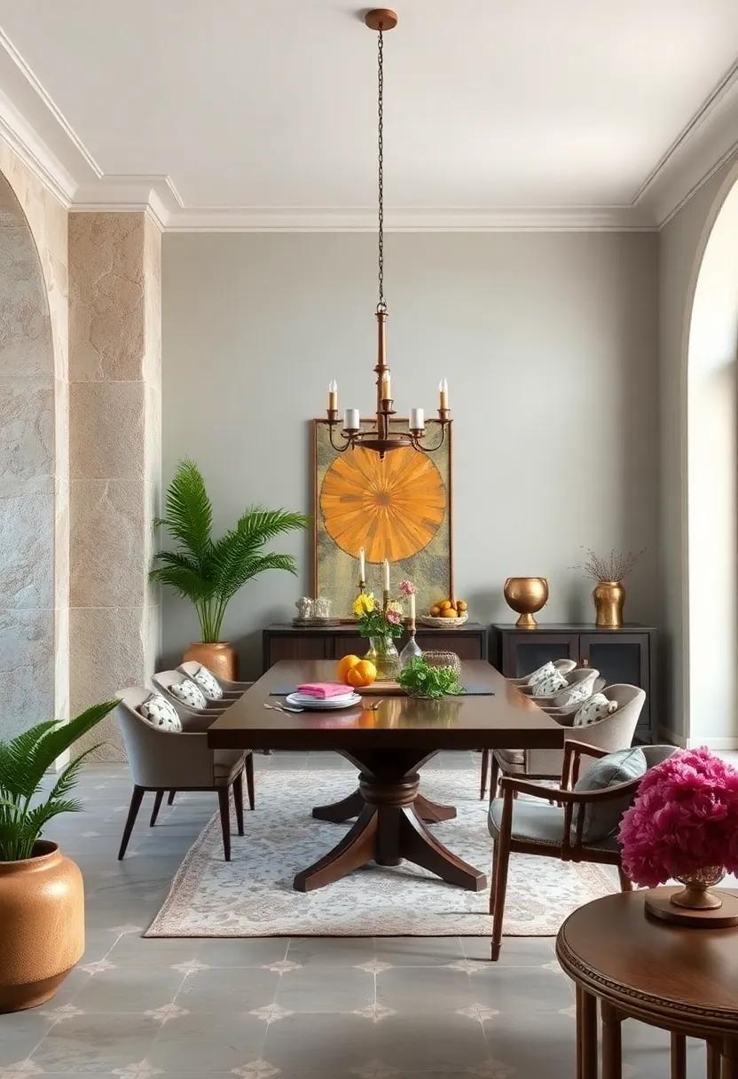 Bohemian ⁣Eclectic: layer textures, colors, and patterns in a carefree‌ manner, resulting in⁢ a joyful dining​ environment where⁢ creativity‍ flourishes