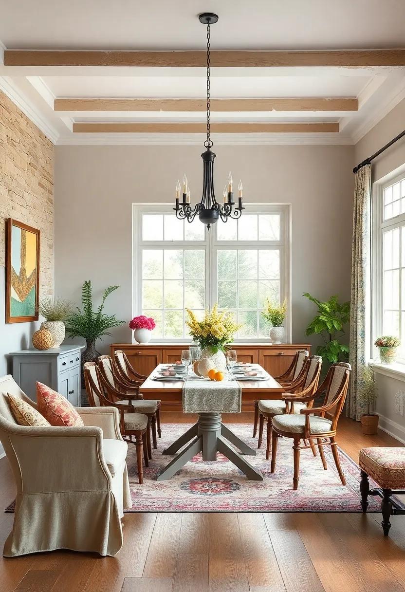 Enchanted Cottage: Create a fairytale feel with whimsical elements, soft hues, and floral prints that transform ⁤your dining space into a storybook⁣ retreat