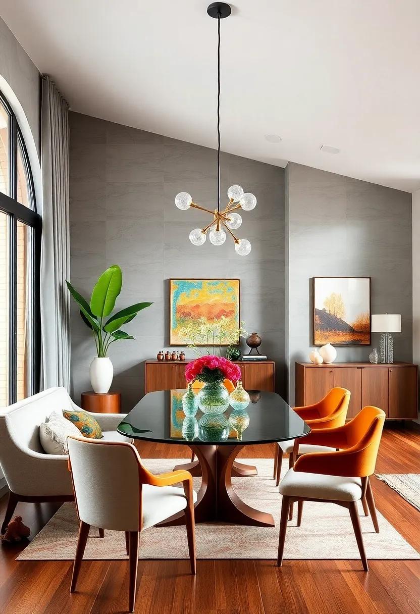 Mid-Century Modern: Celebrate​ simplistic design with‌ clean ​lines,⁣ organic shapes, and vibrant ​colors that bring a touch of retro sophistication to your ‌dining area