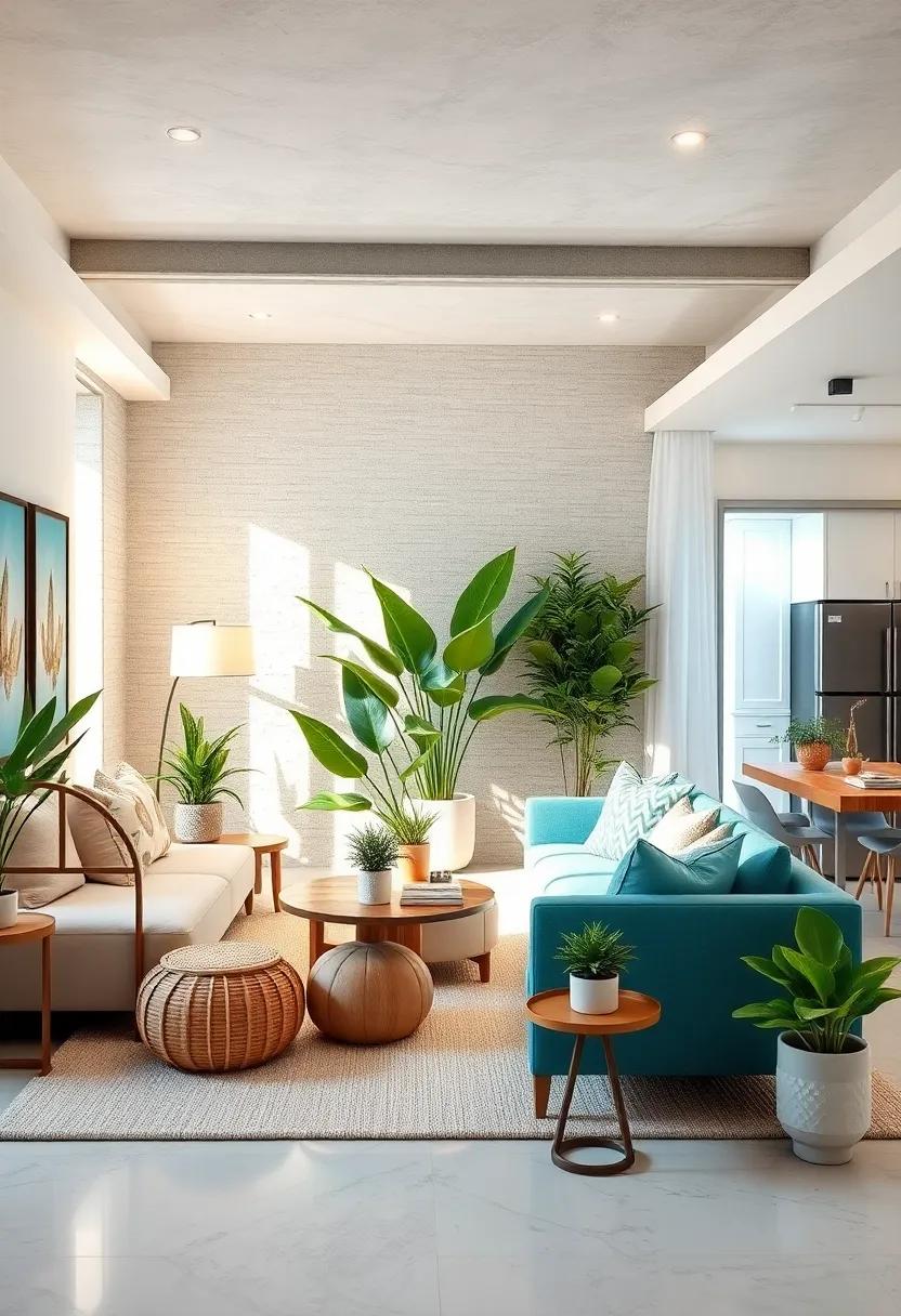 Add Coastal plants: Incorporate plants like succulents, palm leaves, or bamboo to infuse a touch of nature and freshness into your coastal decor