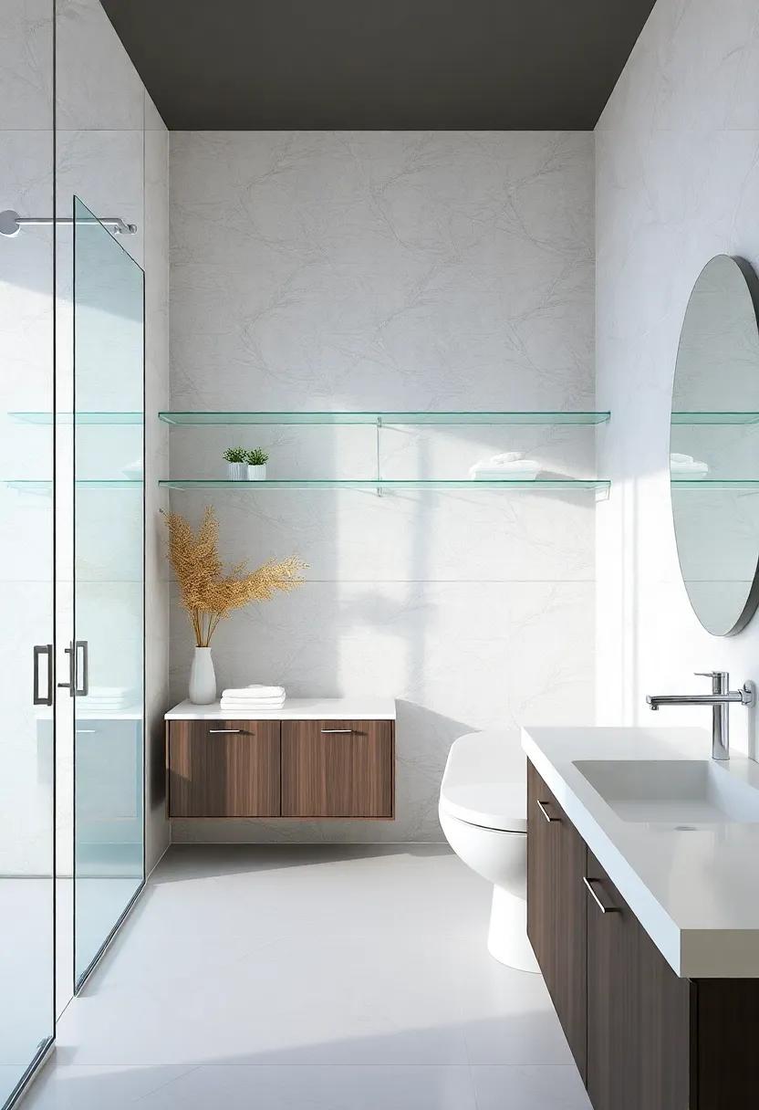 Glass Accents: Incorporate glass shelves or transparent cabinetry to keep the space feeling open and airy