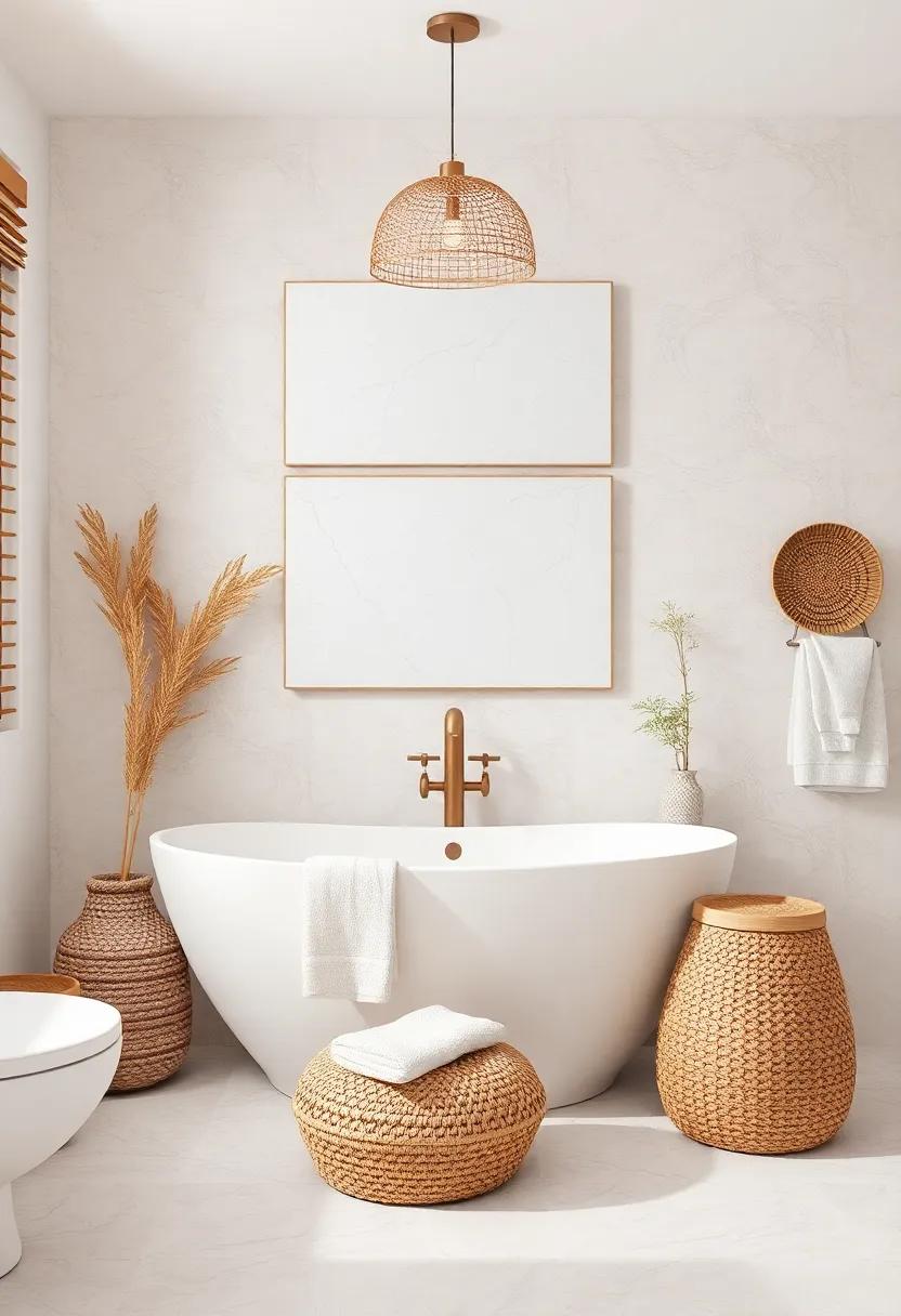 Incorporate Natural Textures: Use driftwood, rattan, and woven materials to add warmth and a touch of nature to your bathroom decor