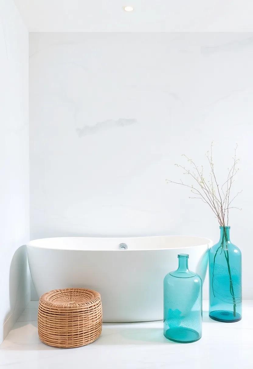 use of Sea Glass: Decorate with sea glass jars or vases,adding a touch of ocean-inspired flair with their unique hues