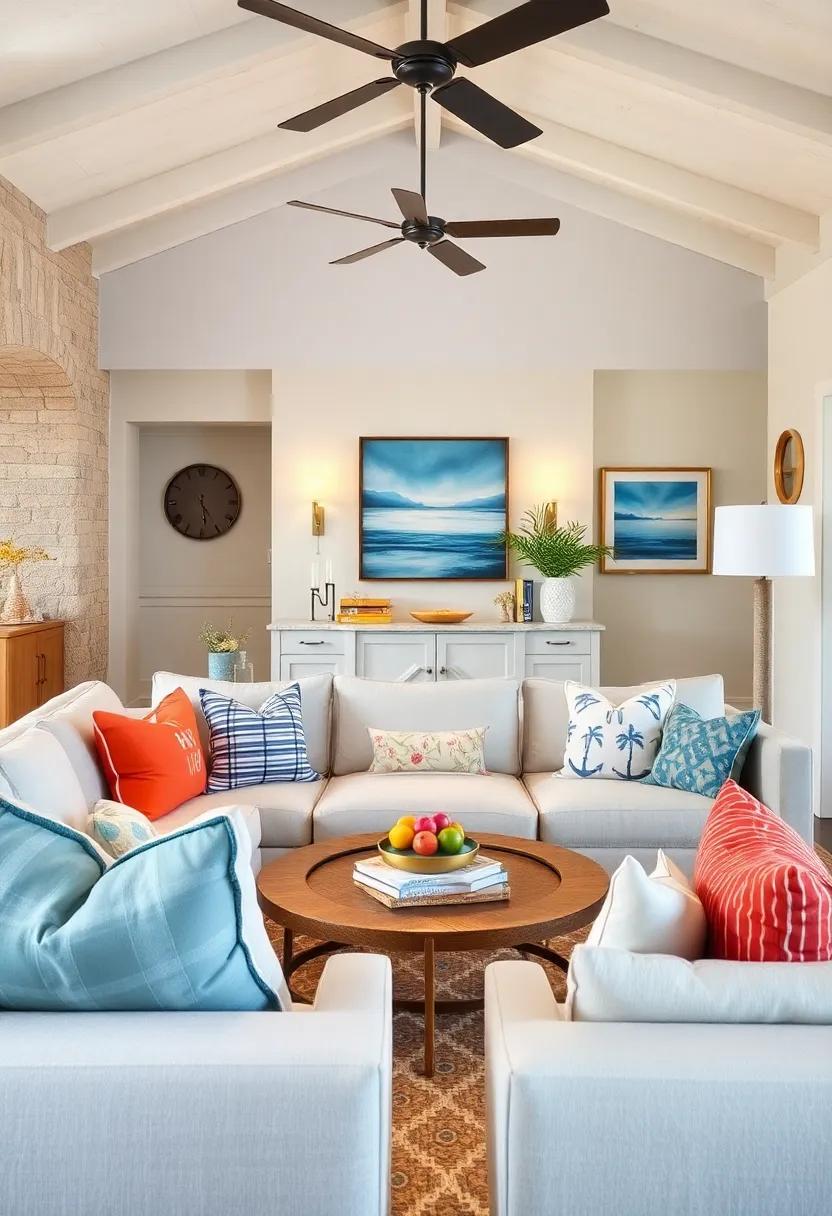 Playful Pillows: Mix and match throw pillows with fun prints like nautical motifs or coastal landscapes for added comfort and visual interest