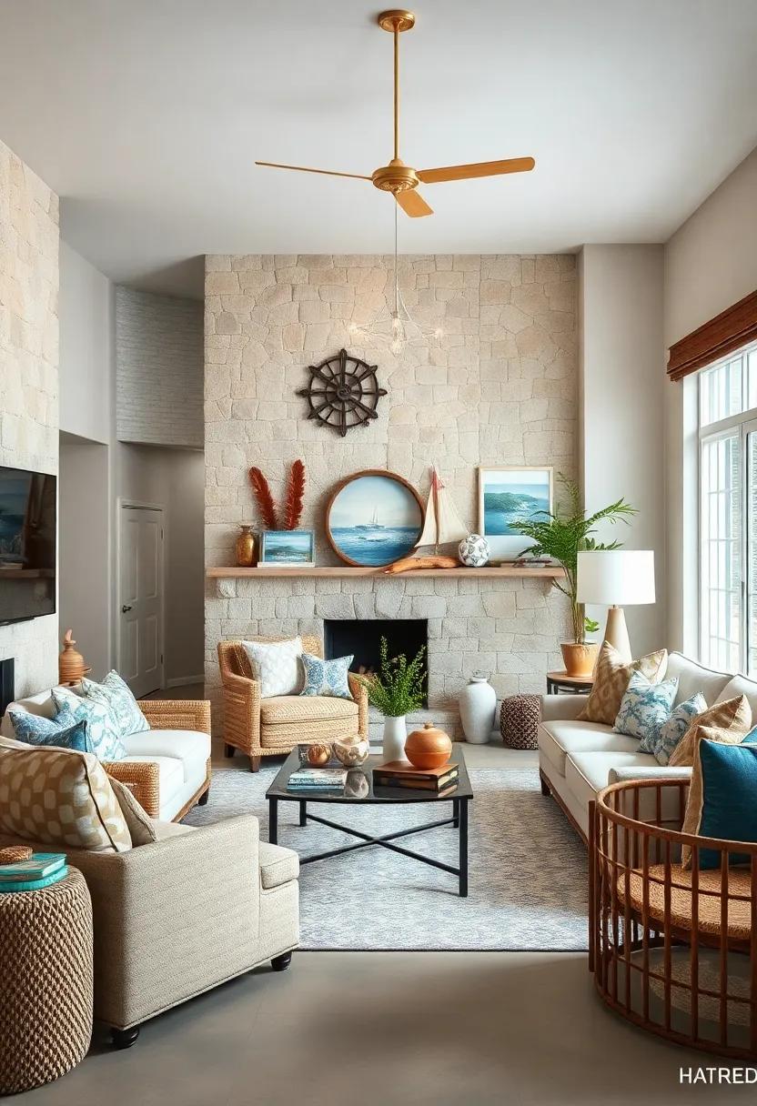 Nautical Stripes: Integrate classic navy and white stripes into your upholstery or throw pillows for a timeless nautical touch that never goes out of style