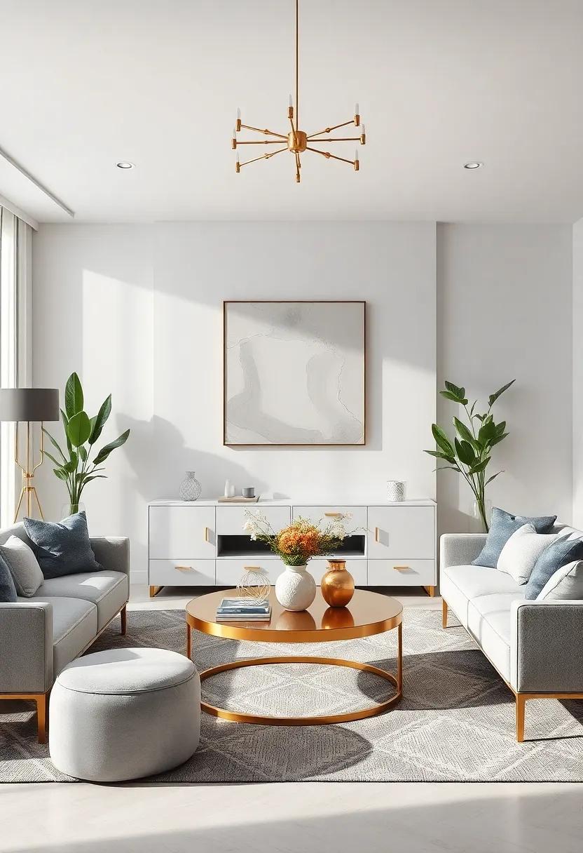 Accent with Metallics: Incorporate gold, silver, or brass accents through decor items to add a touch of glamour and luxury