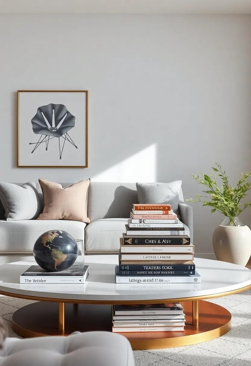 Decorate with Books: Stylishly stacked coffee table books add personality, igniting conversations and enhancing your decor