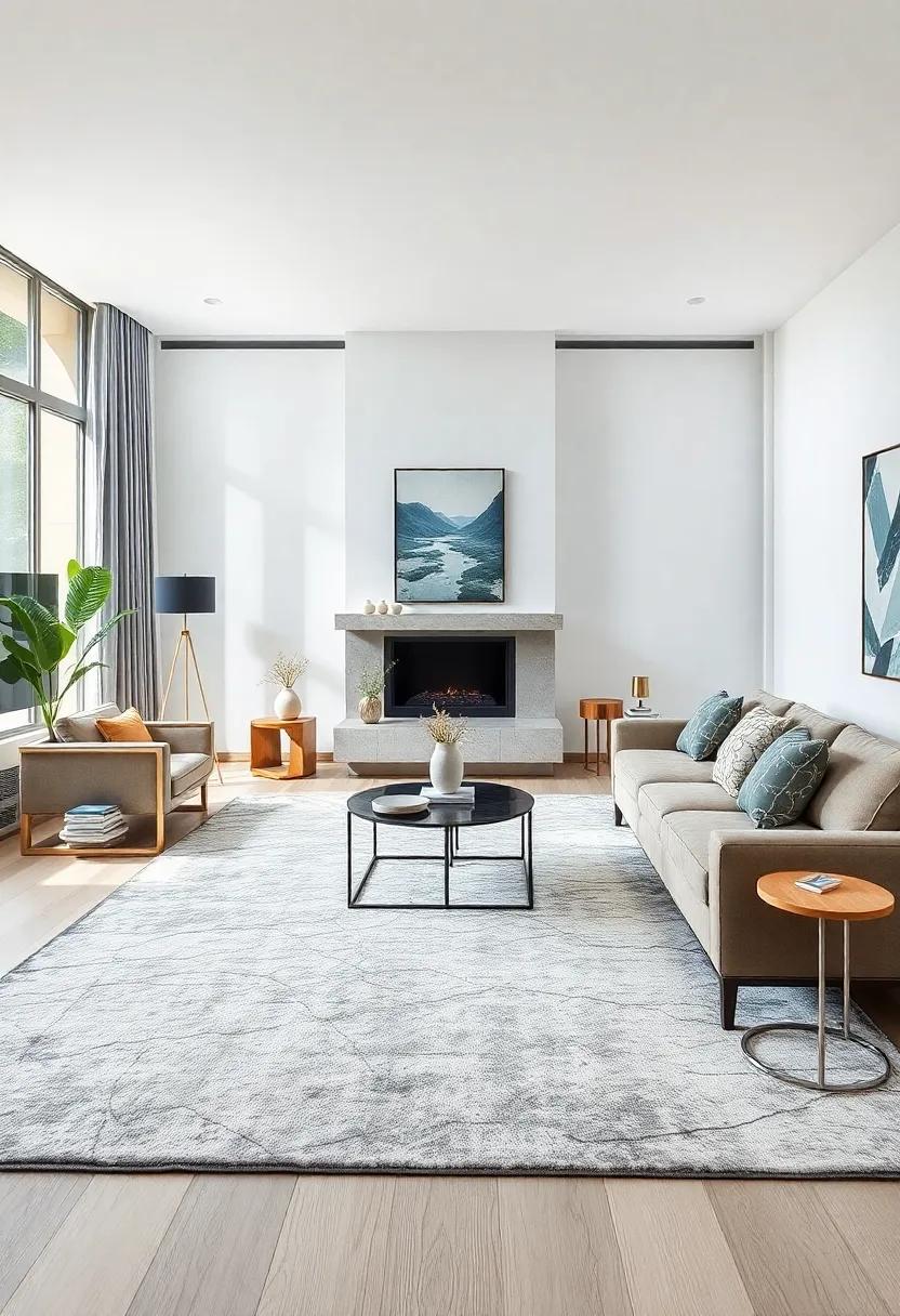 Define Spaces with Rugs: Use area rugs to delineate different zones within your open-concept living room,adding warmth and comfort