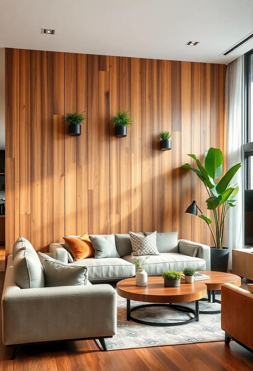 Biophilic design: Incorporate greenery‍ into⁢ your wooden partition by integrating plant holders, ⁣creating a ⁤seamless blend of‍ natural elements in your living room