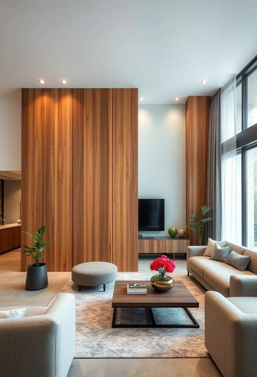 Floating flair:⁢ Consider ⁤a floating‌ wooden partition‍ that gives the illusion⁢ of ⁣space ‍and airiness, perfect for modern, open-concept living areas