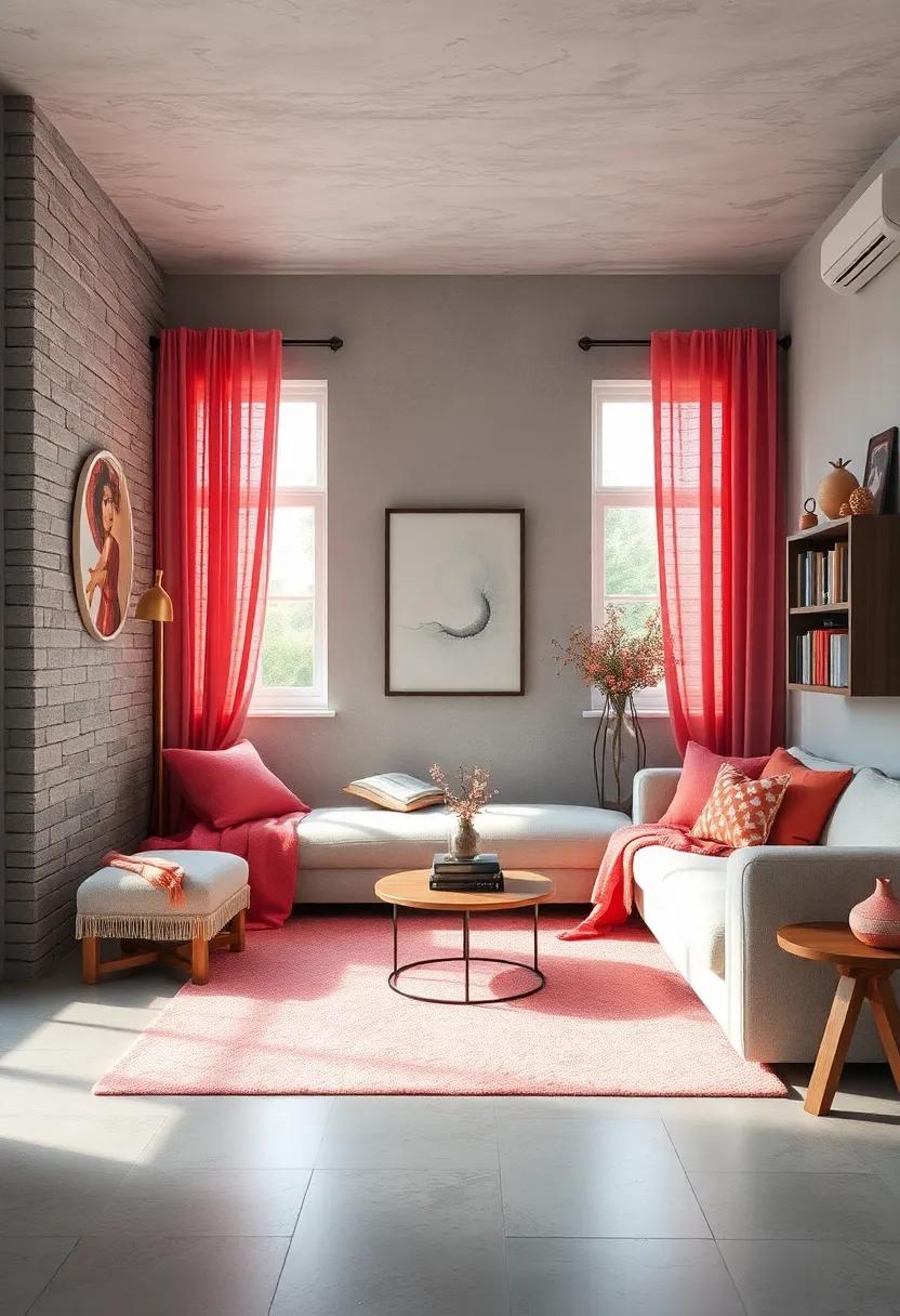 Designing a Cozy reading Nook in Coral and Grey Harmony