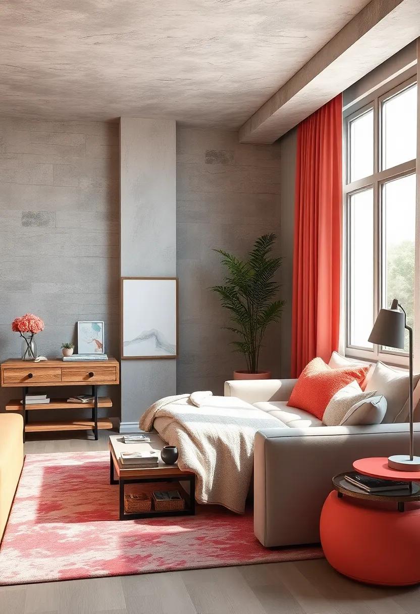 Utilizing Natural Light to Enrich a Coral and Grey Palette