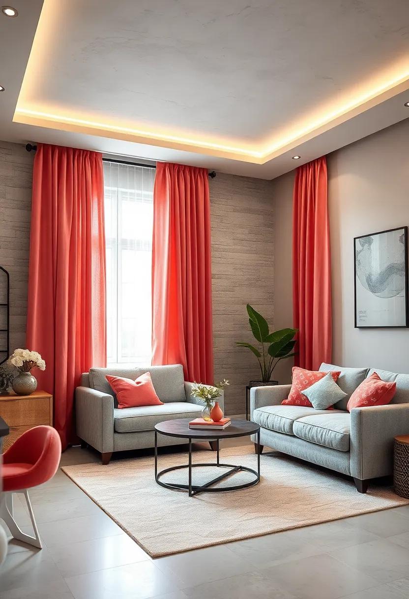 Incorporating Plants for a Fresh Feel in Coral and Grey