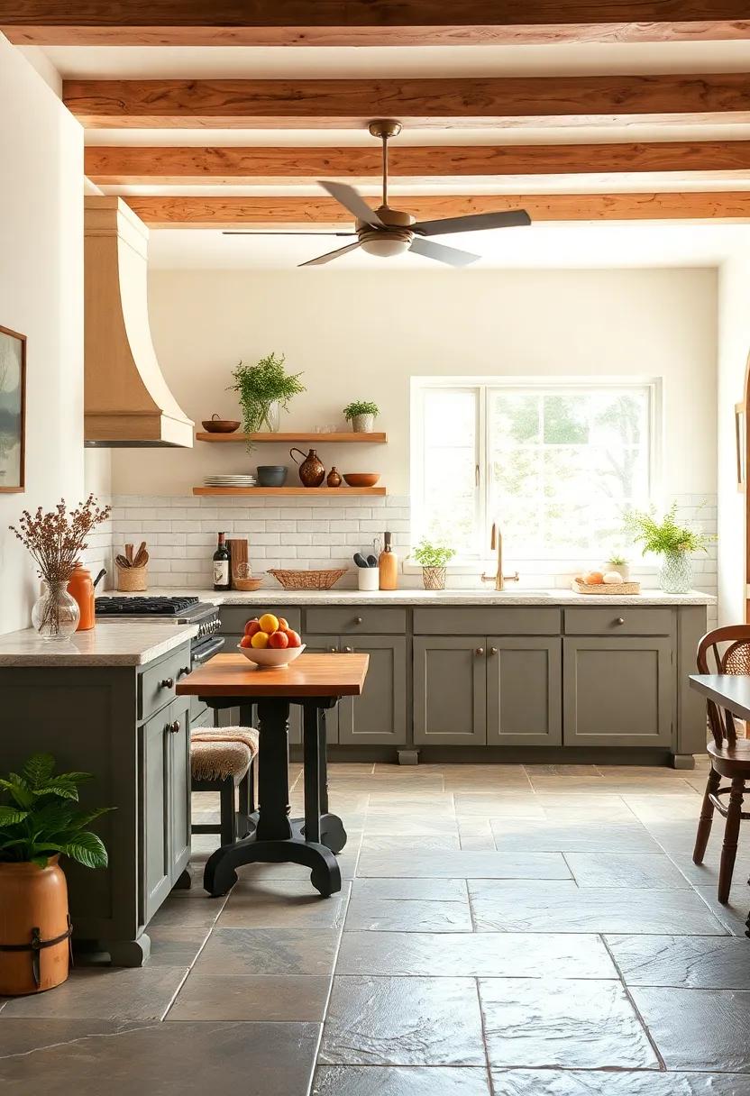 Warm ⁢Hues of ⁤Natural Stone Flooring Ideal for a Cozy Cottage Kitchen
